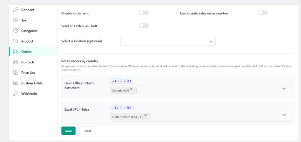 commercebird zoho inventory dynamic locations
